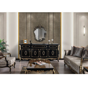 Betria Console Cabinet AC01892 Gold & Black Finish | Acme | Home Elegance USA