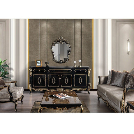 Betria Console Cabinet AC01892 Gold & Black Finish | Acme - AC01892 - Home Elegance USA - 1