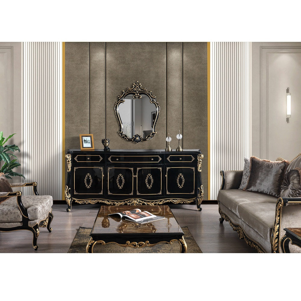 Acme - Betria Console Cabinet AC01892 Gold & Black Finish