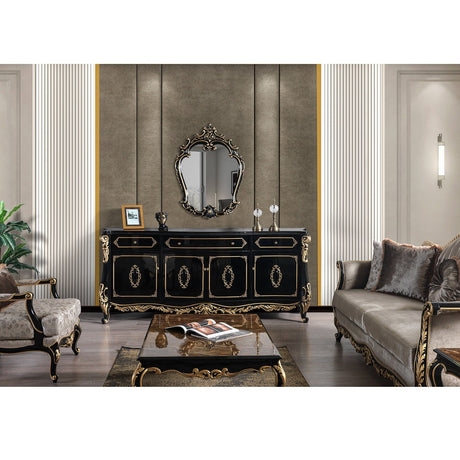 Acme - Betria Console Cabinet AC01892 Gold & Black Finish