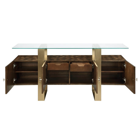 Acme - Mabyn Console Cabinet AC01923 Brass & Antique Brown Finish