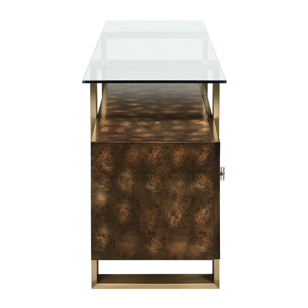 Acme - Mabyn Console Cabinet AC01923 Brass & Antique Brown Finish