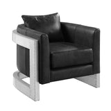 Acme - Betla Accent Chair AC01986 Black Top Grain Leather & Aluminum