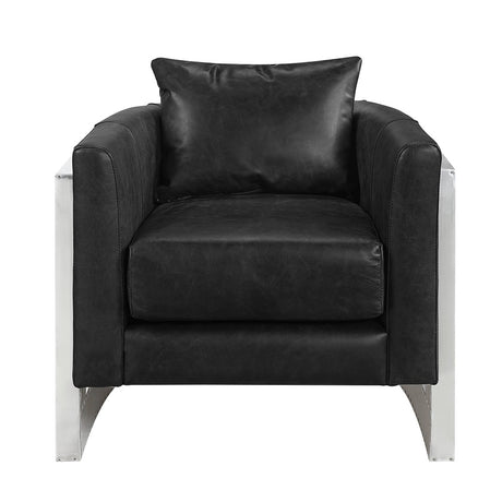 Acme - Betla Accent Chair AC01986 Black Top Grain Leather & Aluminum