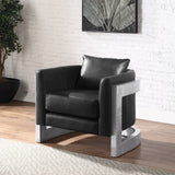 Acme - Betla Accent Chair AC01986 Black Top Grain Leather & Aluminum