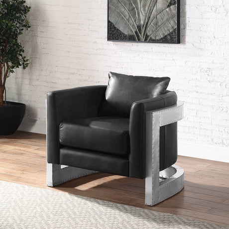 Betla Accent Chair AC01986 Black Top Grain Leather & Aluminum | Acme | Home Elegance USA