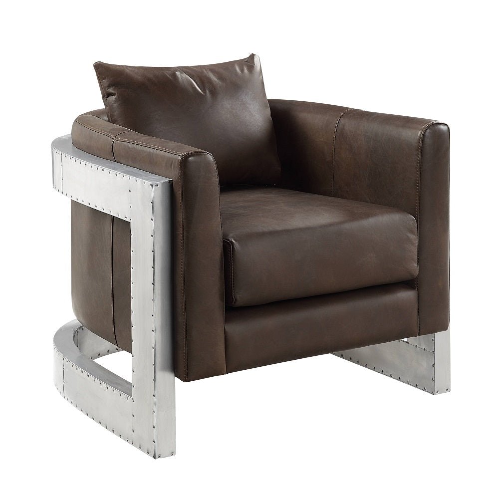 Betla Accent Chair AC01987 Espresso Top Grain Leather & Aluminum | Acme - AC01987 - Home Elegance USA - 2