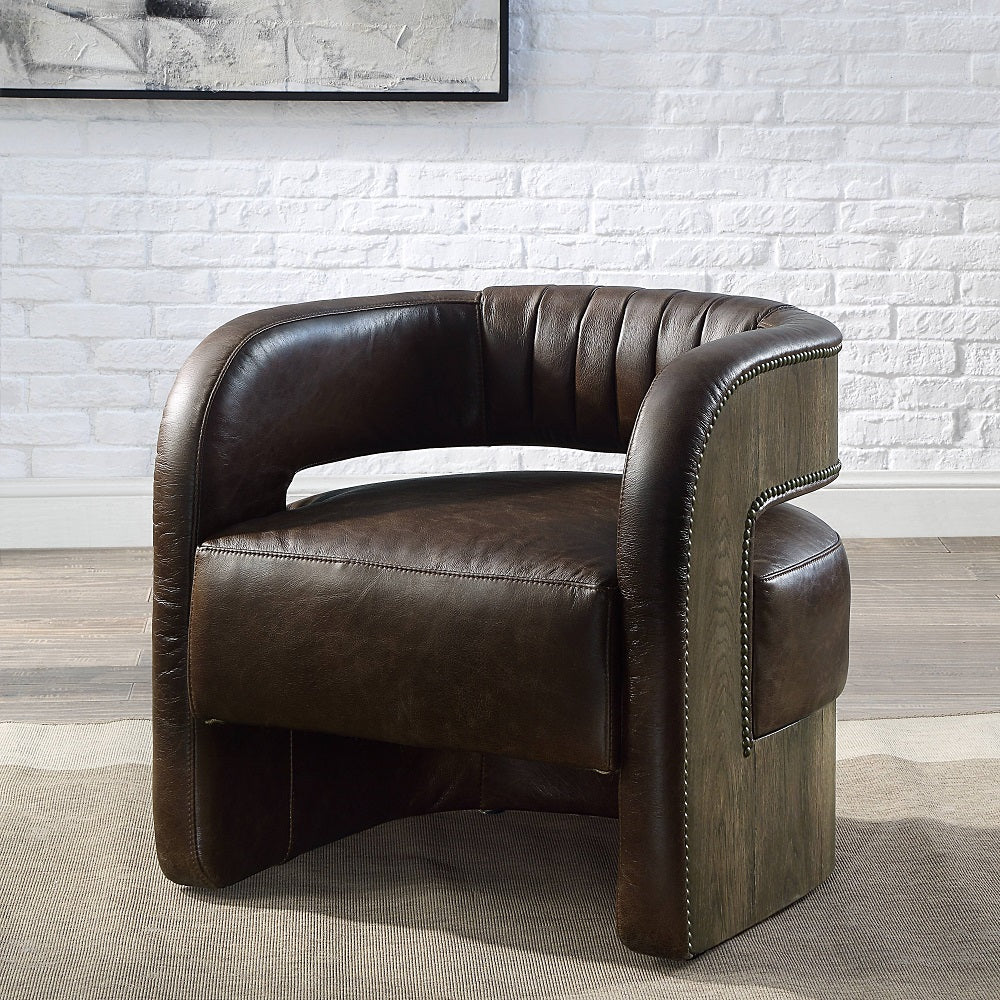 Acme - Feyre Accent Chair AC01989 Espresso Top Grain Leather