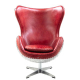 Brancaster Accent Chair W/Swivel AC01990 Red Top Grain Leather & Aluminum | Acme | Home Elegance USA