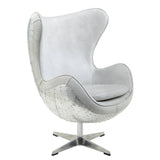 Brancaster Accent Chair W/Swivel AC01991 Vintage White Top Grain Leather & Aluminum | Acme | Home Elegance USA