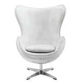 Brancaster Accent Chair W/Swivel AC01991 Vintage White Top Grain Leather & Aluminum | Acme | Home Elegance USA