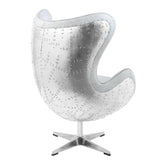 Brancaster Accent Chair W/Swivel AC01991 Vintage White Top Grain Leather & Aluminum | Acme | Home Elegance USA