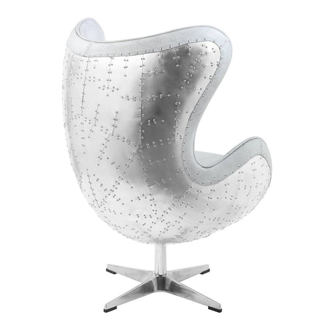 Acme - Brancaster Accent Chair W/Swivel AC01991 Vintage White Top Grain Leather &  Aluminum