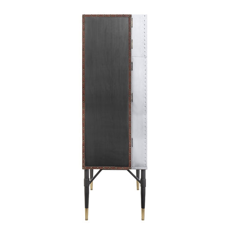 Acme - Yoela Wine Cabinet AC01996 Leather & Aluminum