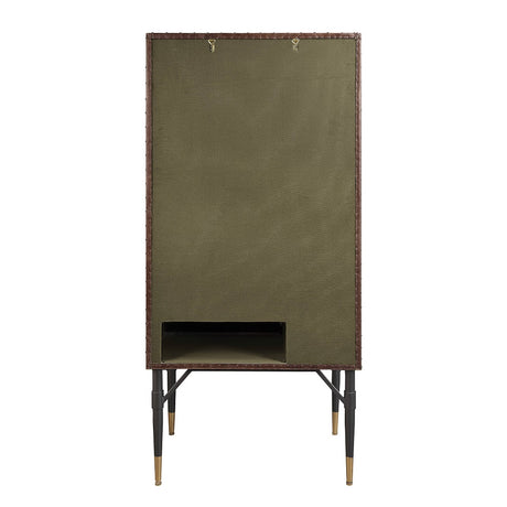 Acme - Yoela Wine Cabinet AC01996 Leather & Aluminum