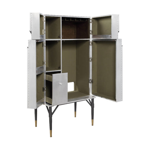 Acme - Yoela Wine Cabinet AC01996 Leather & Aluminum