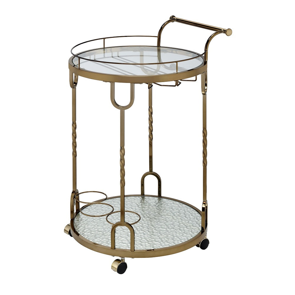 Acme - Vikki Serving Cart AC02098 Mirrored & Champagne Gold Finish