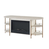 Acme - Valene Console Table W/Fireplace AC02101 Stone Print Gold Finish