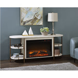 Acme - Valene Console Table W/Fireplace AC02101 Stone Print Gold Finish