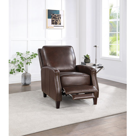 Acme - Venice Accent Chair W/Footrest AC02186 Dark Brown Leather