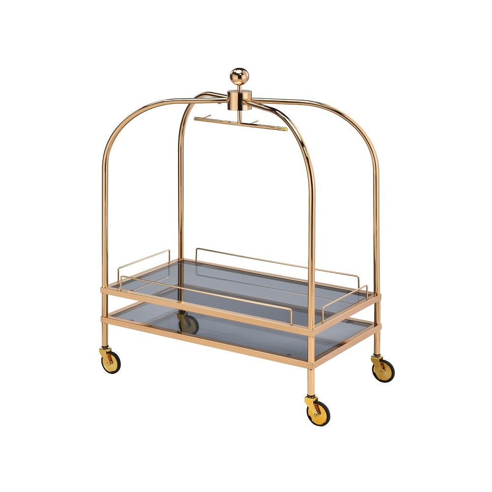 Bryna Serving Cart AC02196 Smoked Glass & Gold Finish | Acme | Home Elegance USA