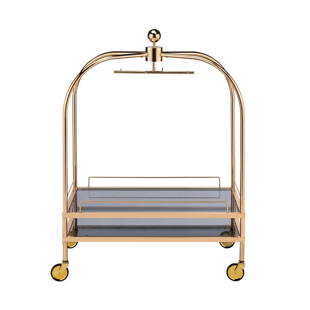 Bryna Serving Cart AC02196 Smoked Glass & Gold Finish | Acme | Home Elegance USA