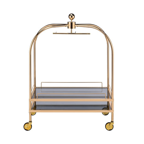 Acme - Bryna Serving Cart AC02196 Smoked Glass & Gold Finish