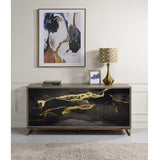 Acme - Payo Console Cabinet AC02342 Black Marble Print Oak & Champagne Finish