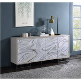 Acme - Panos Console Cabinet AC02344 White Marble Print & Chrome Finish