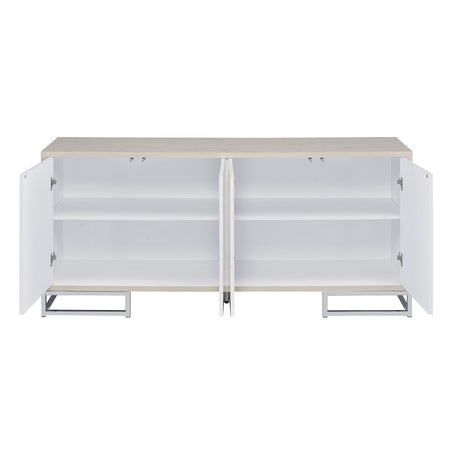 Acme - Panos Console Cabinet AC02344 White Marble Print & Chrome Finish