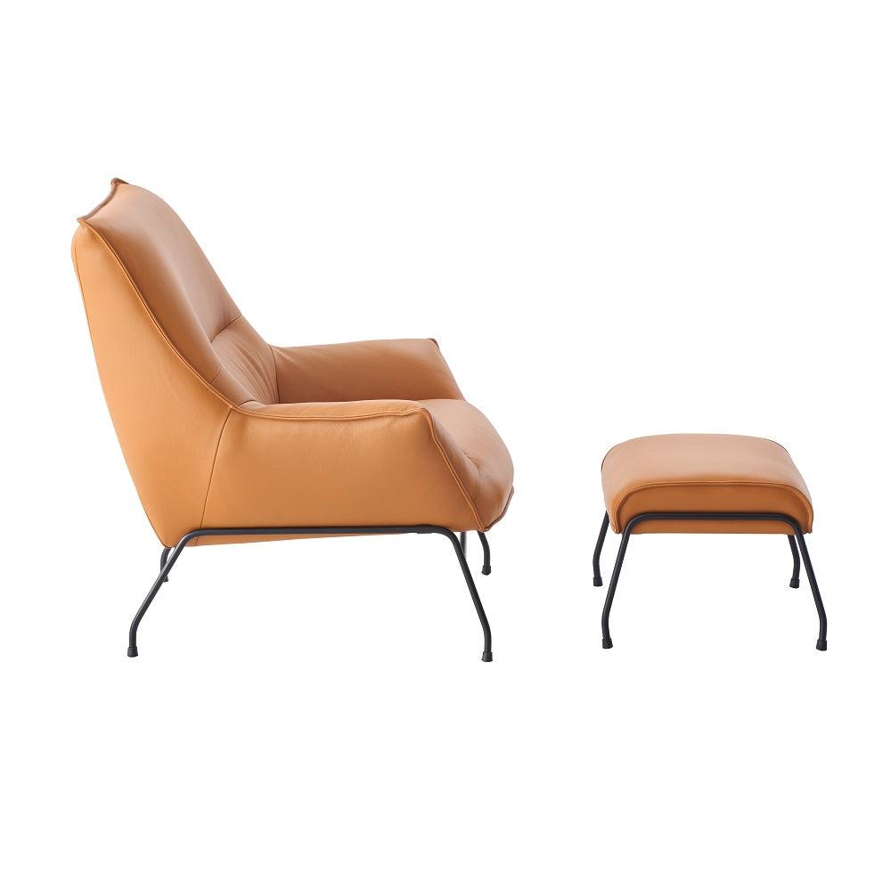 Acme - Zusa Accent Chair & Ottoman AC02379 Sandstone Top Grain Leather
