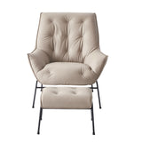 Acme - Zusa Accent Chair & Ottoman AC02381 Khaki Top Grain Leather