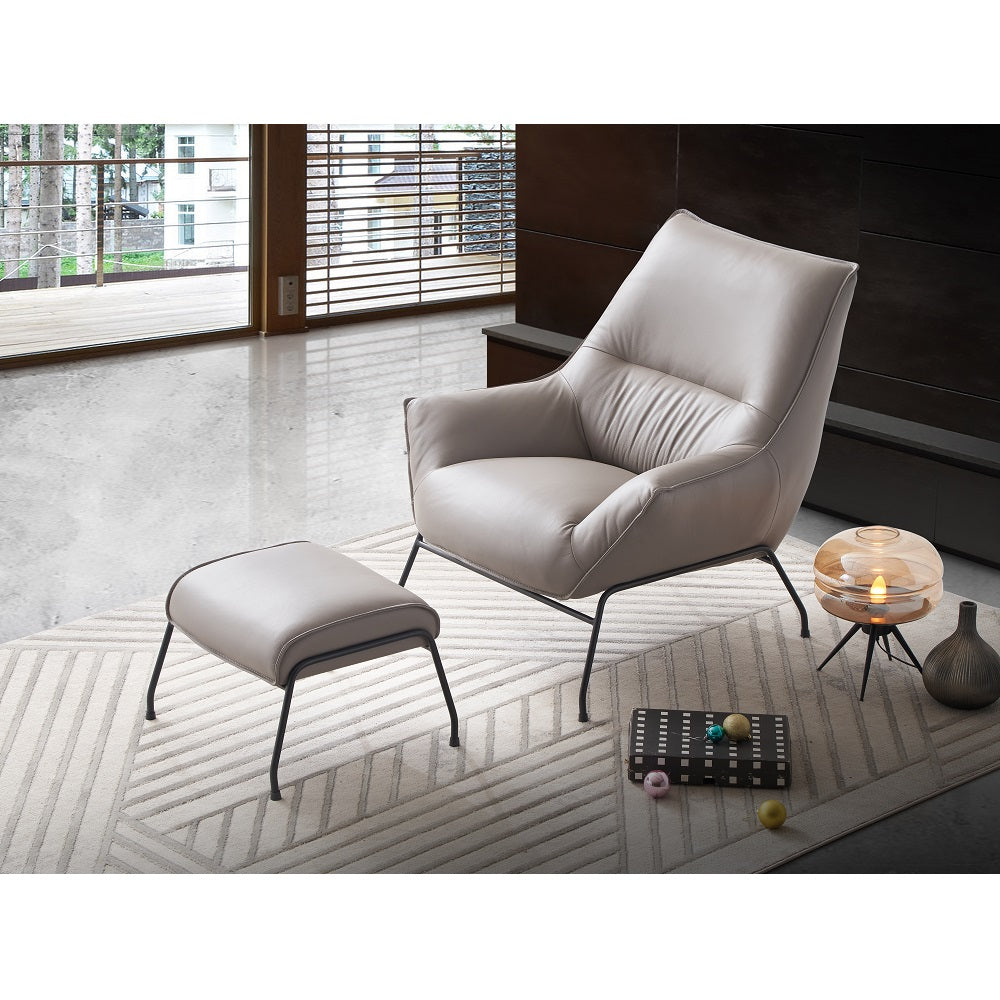 Acme - Jabel Accent Chair & Ottoman AC02385 Khaki Top Grain Leather