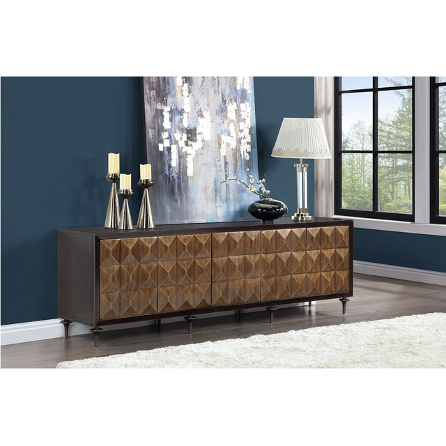 Acme - Diya Console Cabinet AC02503 Forged Bronze & Espresso Finish