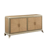 Acme - Dodie Console Cabinet AC02504 Natural Oak Sunburst Pattern & Taupe Champaign Finish