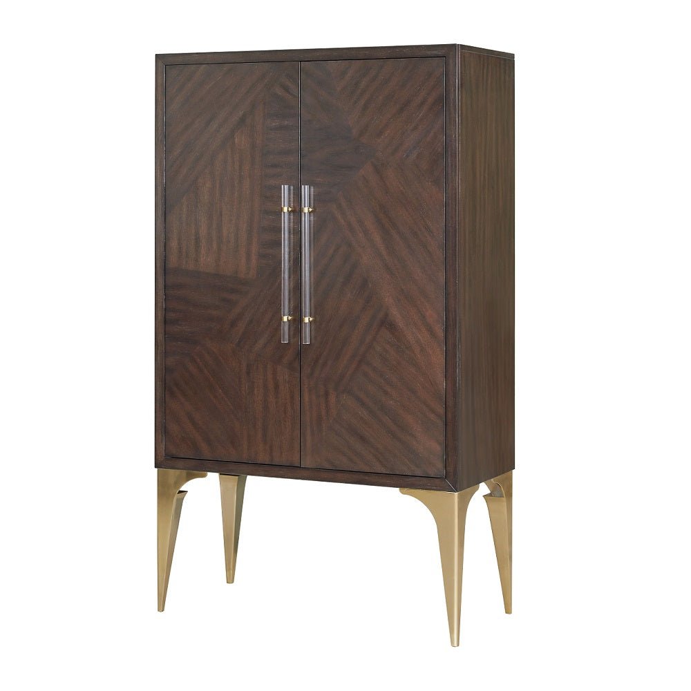 Andy Bar Cabinet AC02508 Brushed Brown Oak & Champagne Finish | Acme - AC02508 - Home Elegance USA - 2