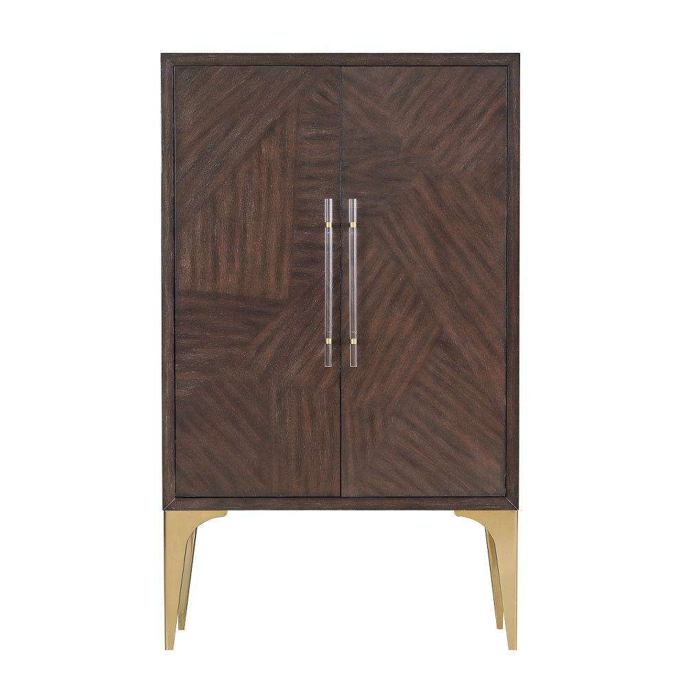 Andy Bar Cabinet AC02508 Brushed Brown Oak & Champagne Finish | Acme - AC02508 - Home Elegance USA - 3