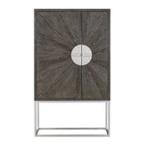 Acme - Andra Bar Cabinet AC02509 Hand Brushed Gray Oak & Chrome Finish