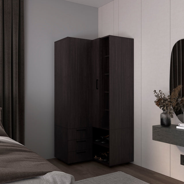 Armoire 70.9' H, 1 Door, 3 Drawers, 7 Shelves, 10 Legs, Black Wengue - Bedroom - sold by Home Elegance USA