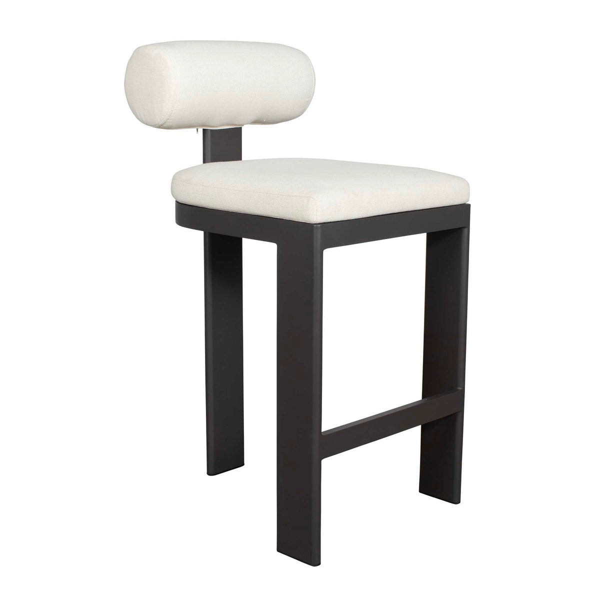 Bolster Back Outdoor Bar Stool - White / Black by Uttermost - View 2