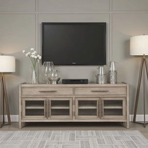 65 inch TV Stand Console, No Assembly Required, White Oak Finish - sold by Home Elegance USA