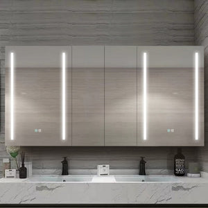 60x30 Inch LED Bathroom Medicine Cabinet Surface Mount Double Door Lighted Medicine Cabinet, Medicine Cabinets for Bathroom with Mirror Defogging, Dimmer Black - W995S00044 - image - 23