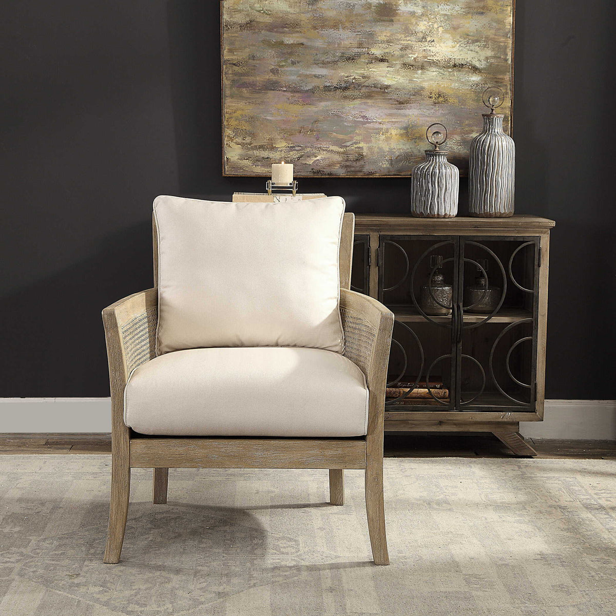 Encore Natural Armchair - White / Light Brown by Uttermost - View 7
