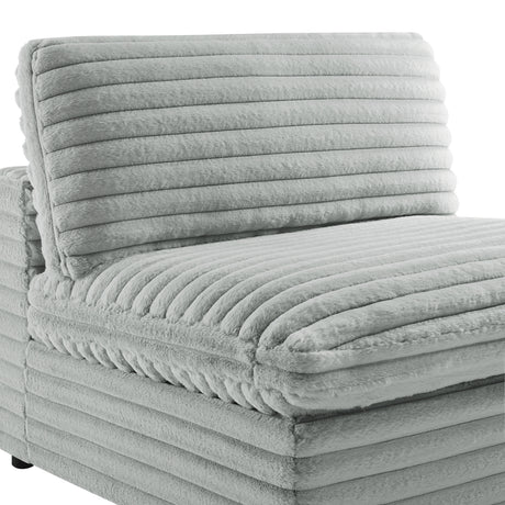 Jenny 5-Piece Sectional in Plush Polyester Cord-Like Fabric, Gray - sold by Home Elegance USA