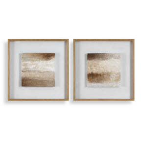 Between Lines Abstract Painting (Set of 2) - Light Brown / White by Uttermost - View 1