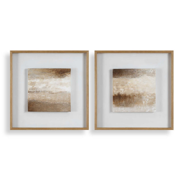 Between Lines Abstract Painting (Set of 2) - Light Brown / White by Uttermost - View 1