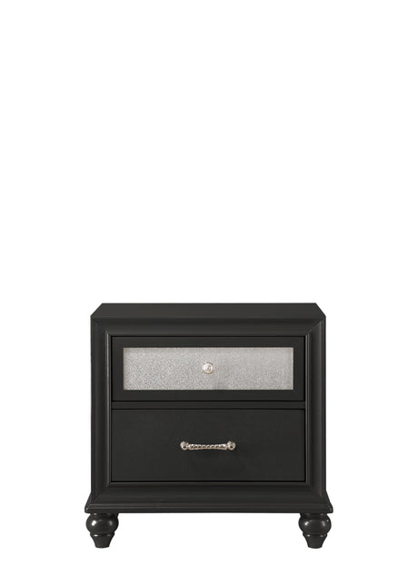 Unique Round Plush Black Velvet Button-Tufted Detailing Storage Bed King Size Black 2x Nightstands Wooden Bedroom Furniture 3pc Set - sold by Home Elegance USA