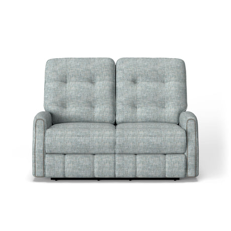 Devon Transitional Fabric Power Reclining Loveseat With Nailhead Trim | Flexsteel