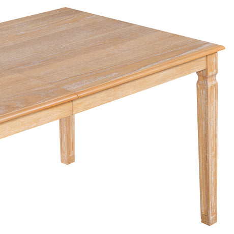 TREXM Vintage Extendable Dining Table Set for 6 with 4 Chairs & Bench, 59 to 72-Inch Rustic Farmhouse Kitchen Table Set with Distressed Finish and Retro Carved Legs (Natural Wood Wash) - sold by Home Elegance USA