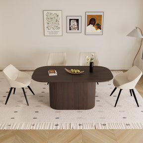 63' medieval modern brown style MDF dining table and 4 sets of black metal leg PU decorative chairs. Assemble desktop and artificial leather dining chair set, suitable for home& kitchen - sold by Home Elegance USA